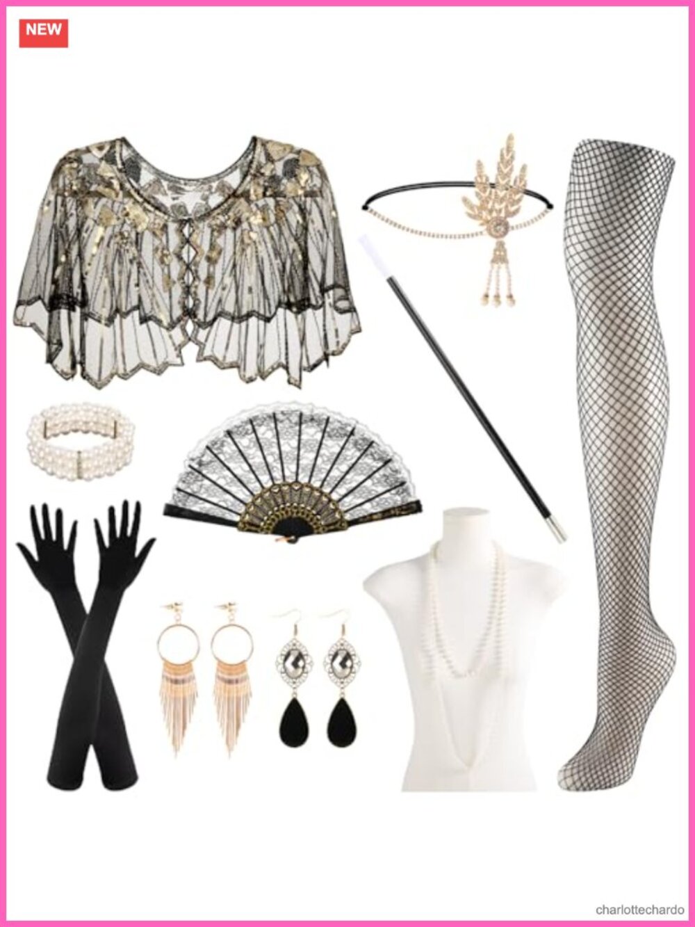 1920s Flapper Accessories Set Gatsby Costume Roaring 20s Party